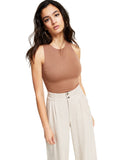 Bar III Womens Crewneck Crepe Bodysuit 100135082 Library Oak Brown L