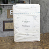 Elmwood Home Callie Floral 200-Thread Count Cotton 4-Piece Sheet Set Blue Queen
