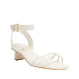Schutz Womens Alexandra Mid Block Sandals Pearl Off White 8.5B