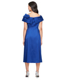 Alex Evenings Floral Applique Cap Sleeve Midi Dress Bright Royal Blue 10