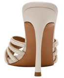 Steve Madden Beaded Stiletto Heel Peep Toe Dress Sandals Ivory Off White 7M