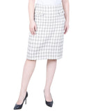 Ny Collection Womens Slim Double Knit Petite Skirt PTDK2434 White Gold PS