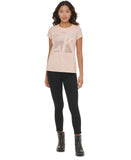 Calvin Klein Womens Short Sleeve Metallic Graphic T-Shirt M2XHJ824 Blush Pink L