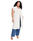 Nina Parker Women's Clasp-Front Duster Vest 323-B178W Winter Oat Off White 3X