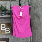 Bar III Womens Petite Cutout Ribbed Sleeveless Shirt Top Pinkadelic Pink XL