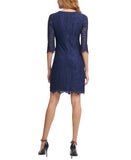 Kensie Womens Half Sleeve Lace Sheath Dress KDLN0805 Navy Blue 8