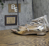 INC International Concepts Womens Valan Triple-Strapped Flats Silver Gray 10M