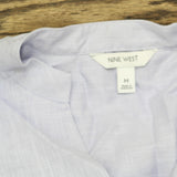Nine West Womens Rolled Cuff Belted Woven Romper Blue M
