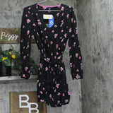Nautica Womens Sustainably Crafted Woven Floral Print Tie Dress True Black M