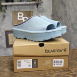 Bearpaw Platform Suede Faux Leather Open Toe Slide Sandals Tourmaline Blue 8M