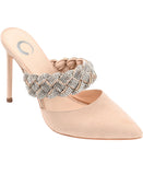 Journee Collection Hazzl Braided Rhinestone Stiletto Heels Nude Beige Brown 8.5M