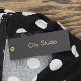 City Studio Womens Belted Tie Front Fit & Flare Dress 4886-FC8A Black / White 15