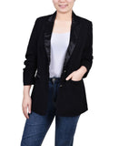 Ny Collection Womens Petite Satin Lapel Scuba Crepe Jacket PSCJ0840