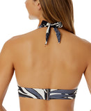 Anne Cole Womens Marilyn Palm Printed Halter Bikini Swim Top Black / White D