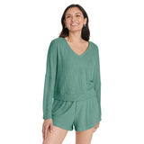 Auden Womens Cozy Ribbed Pullover Lounge Top 90605842 Green M