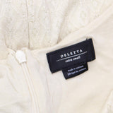 Deletta Womens Geometric Lined Fit & Flare Knit Dress Off White XS
