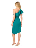 Adrianna By Adrianna Papell One Shoulder Sheath Mini Dress Deep Emerald Green 14