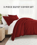 Ienjoy Double Brushed Solid 3-Piece Duvet Cover Set Burgundy Red King