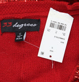 33 Degrees Tinsel Garland Bells Tie-Front Holiday Cardigan Red S