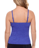 Swim Solutions Printed Twist-Front Tankini Jacquard Swim Top Blue Paisley 16