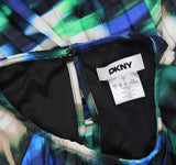 DKNY Womens Pleated A-Line Dress Printed DD4JYD78 Black / Blue 4