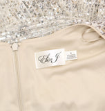 Eliza J Womens Stretch Sequined Faux-Wrap Belted Jumpsuit Matte Gold Brown 6