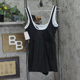 Mimi Flamingo One-Piece Swimsuit with Drawstring Swim Shorts Black / White 14