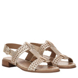 Naturalizer Nia Strappy Slingback Sandal Leather Block Heel Champagne Brown 5M
