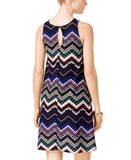 Planet Gold Juniors Knit Sleeveless Printed Trapeze Dress Black Combo M