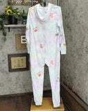 Cat & Jack Girls Union Suit One Piece Pajama 85207054 White Tie-Dye XL