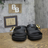 A New Day Meg Two-Band Buckle Slide Sandals 94748251 Black 10M