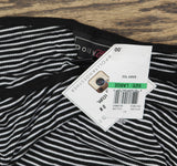 Polly & Esther Juniors Striped Scoop-Neck Skimmer T-Shirt Black Striped L