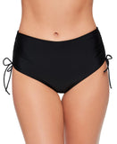 Salt + Cove Womens Solid Shirred-Side High-Waist Bikini Bottom 802156 Black L