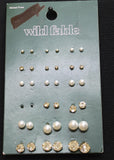 Wild Fable Pearl & Rhinestone CZ Stud Earrings Set - 17 Pairs Gold / Silver Gray