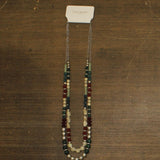 Lane Bryant Dual Strand Beaded Organic Stone Necklace Silver Gray Multi 36"