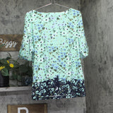 Karen Scott Neck Knit Rolled Sleeve Half-Sleeve Top Mint Green Blue Multi 2XL