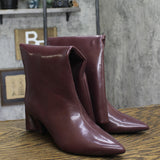 Alfani Padded Pointed Toe Kitten Heel Zip-Up Dress Boots Bordeaux Red 7M
