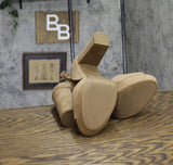 Sun + Stone Womens Reeta Block Heel Platform Sandals Sand Stone Brown 10.5M