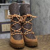 Michael Michael Kors Logo Snow Lace-Up Booties Boots Winter Luggage Brown 10M