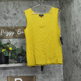 Tahari Asl Womens Sleeveless Sweater Knit Tank Top Ochre Green Yellow L
