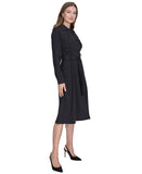 Halston Womens Wear to Work Collared V-Neck Long Sleeve Dress HD4H8ACL Black 14