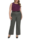 Calvin Klein Womens Plus Size Menswear Wide-Leg Dress Pants X37PX11B