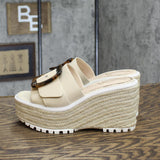 Sam Edelman Women's Livi Wedge Sandal H5860L1 Summer Sand Brown 6.5M