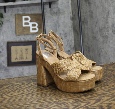 Dv Dolce Vita Womens Waylan Raffia Platform Sandals Cafe Raffia Brown 6.5M