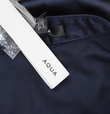 Aqua Womens Long Sleeve Satin Wrap Mini Dress IDO12874 Navy Blue L