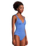 Tommy Bahama Womens Pearl Lace-Back One Piece Swimsuit Paradiso Blue 10