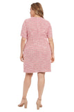 London Times Womens Surplice Faux Wrap Short Sleeve Dress T7764M Pink 6