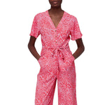 Whistles Womens Woven Diagonal Leopard Print Jumpsuit 36619 Red / Pink 8
