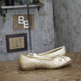 Reaction by Kenneth Cole Woven Bow Square Toe Dress Flats Gold Yellow 5.5M