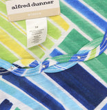 Alfred Dunner Braid Stud Neck Accent Shirt Top Blue Multi 1X